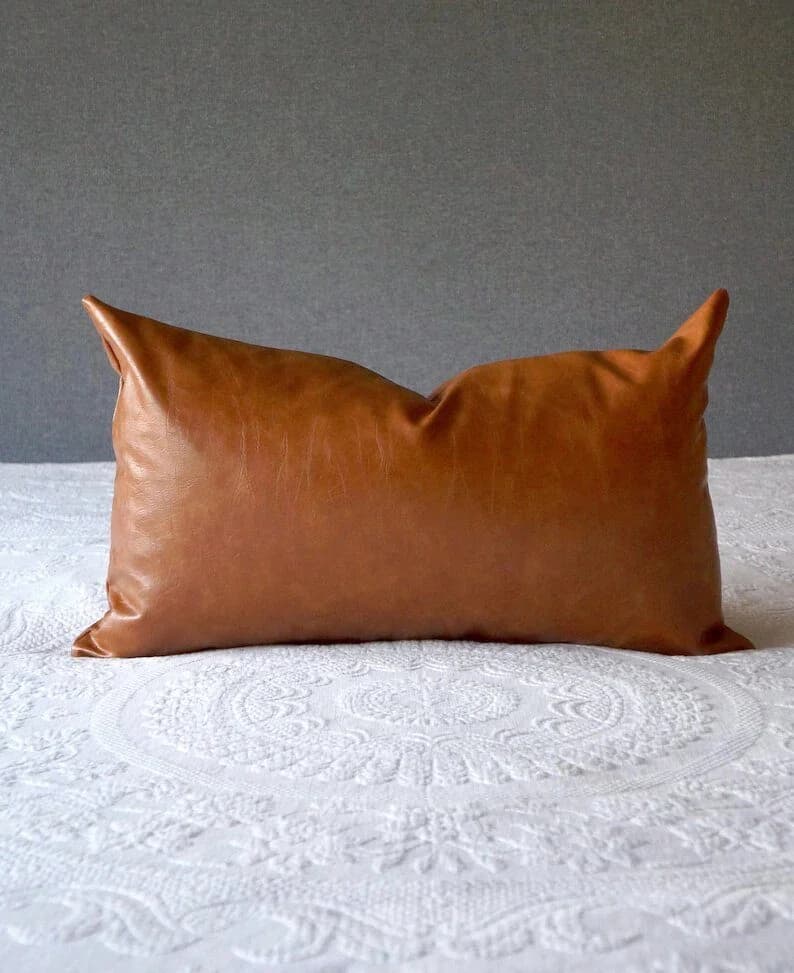 100% Goat Leather 3 Pillow Cover - Sofa Cushion Case thumbnail 2