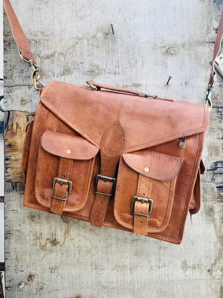 IndiFash - Handcrafted Satchel Leather Bag | 100% Genuine Leather thumbnail 3