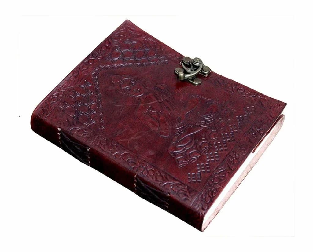 IndiFash - Metal Lock Brown Engraved Gautam Buddha Design 7″5 Handcrafted Leather Journal/Diary 100 page | 200% Genuine Leather thumbnail 2