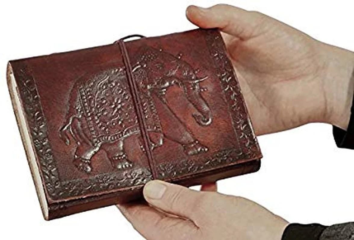 IndiFash - Vintage Elephant Embossed Unique Design 7″5 Handcrafted Leather Journal/Diary 200 page | 100% Genuine Leather thumbnail 2