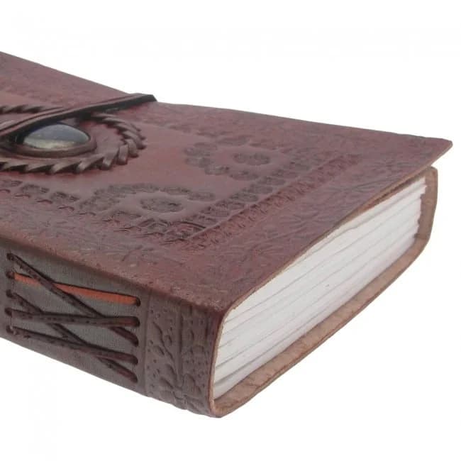 IndiFash - Vintage Flower With Single Stone Embossed Unique Design 7″5 Handcrafted Leather Journal/Diary 200 page | 100% Genuine Leather thumbnail 4
