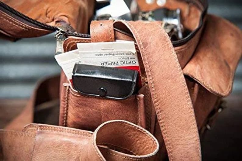 IndiFash - 9 Inch Unique Handcrafted Leather Camera Bag | 100% Genuine Leather thumbnail 5