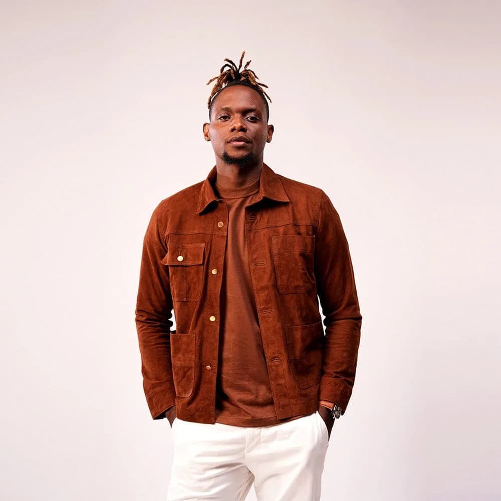 90 FEET Raj Suede Mens Brown Shacket