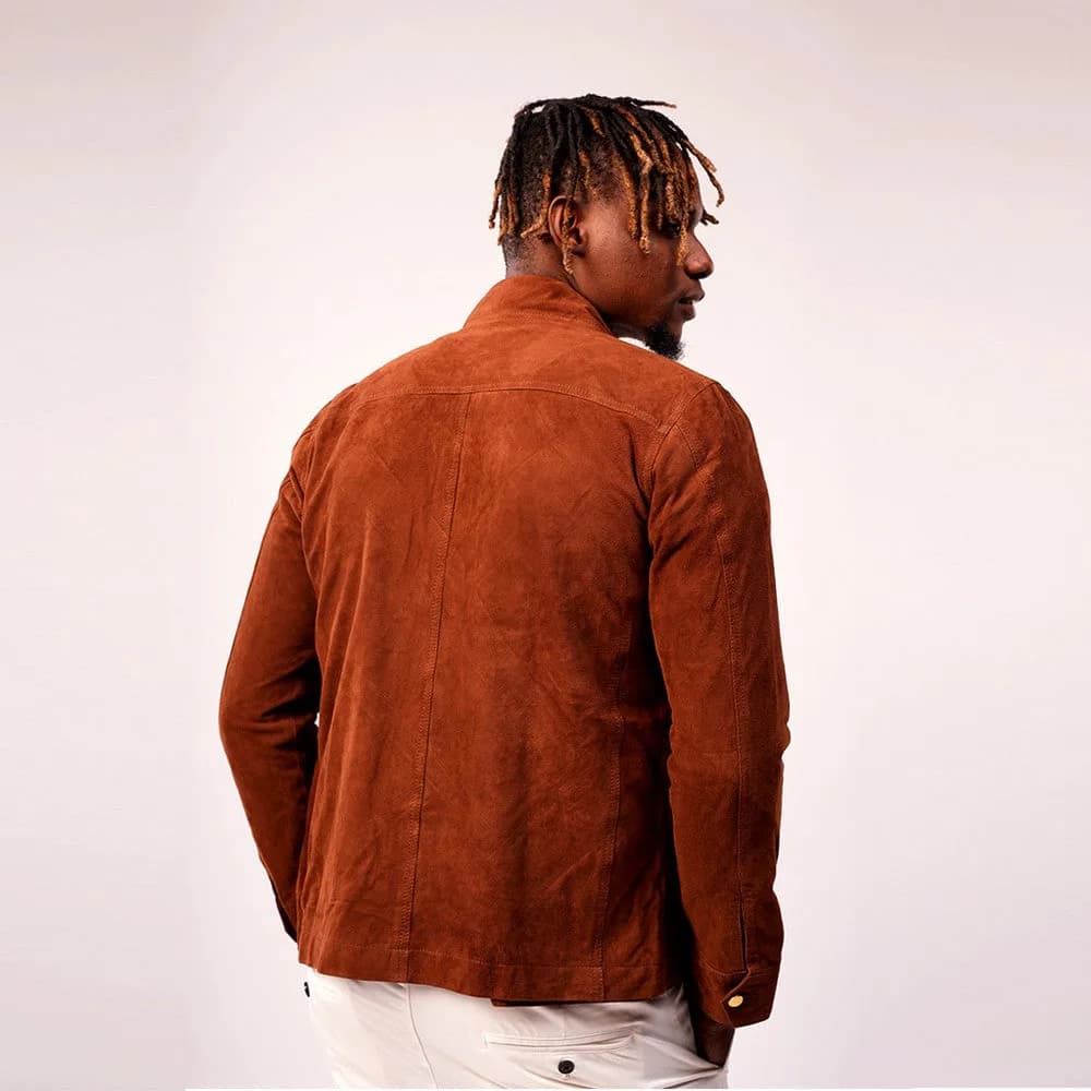 90 FEET Raj Suede Mens Brown Shacket thumbnail 2