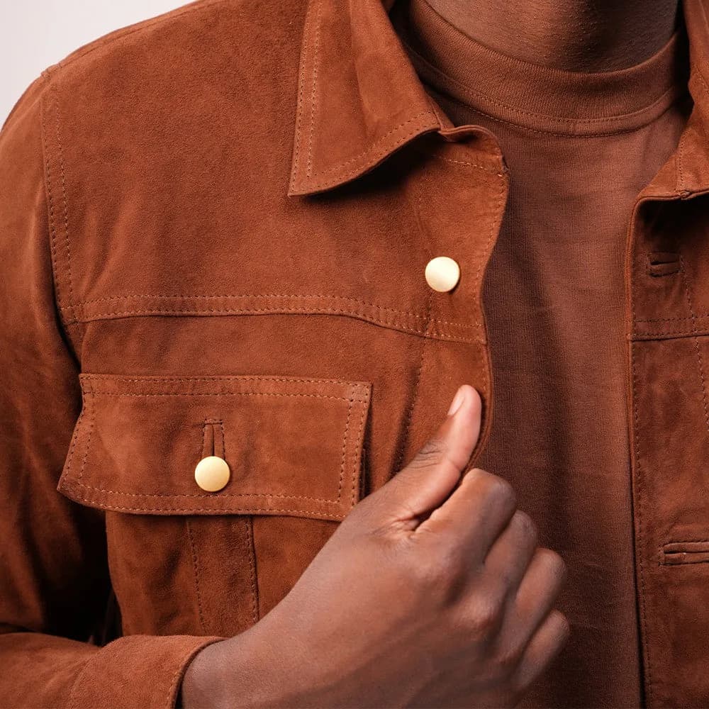 90 FEET Raj Suede Mens Brown Shacket thumbnail 4