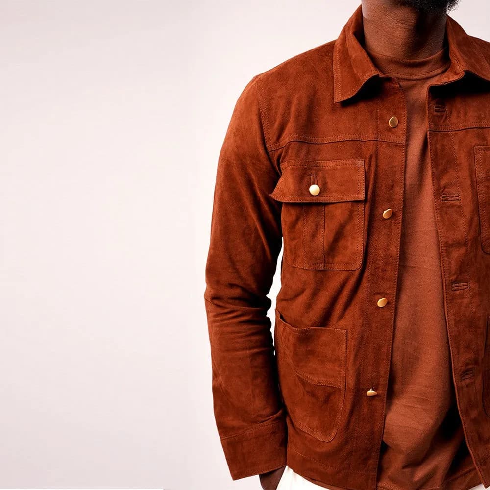 90 FEET Raj Suede Mens Brown Shacket thumbnail 6
