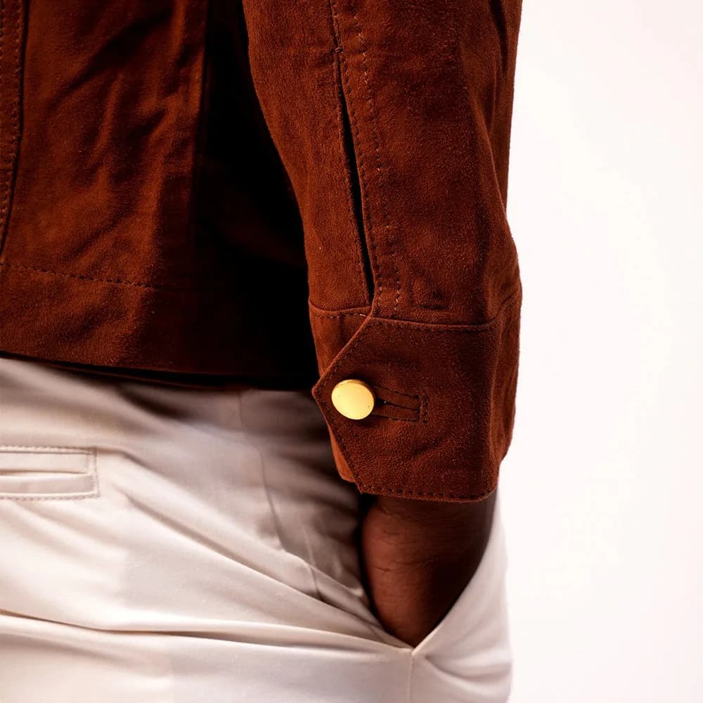 90 FEET Raj Suede Mens Brown Shacket thumbnail 7