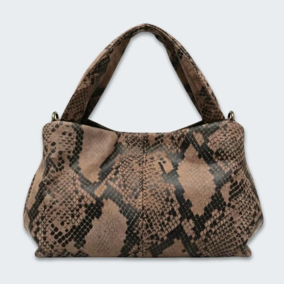 90 Feet Ruhi Brown Print Real Leather Bucket Sling/Potli Bag thumbnail 2