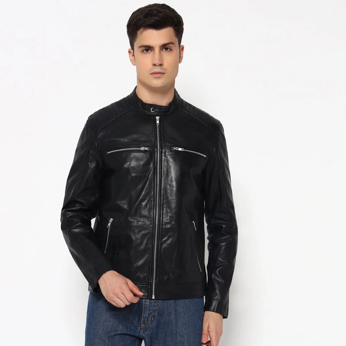 Adventure Black Leather Biker Jacket