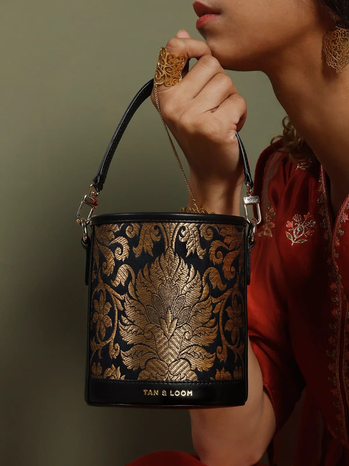 Barrel Potli (Classic Black Brocade) thumbnail 3