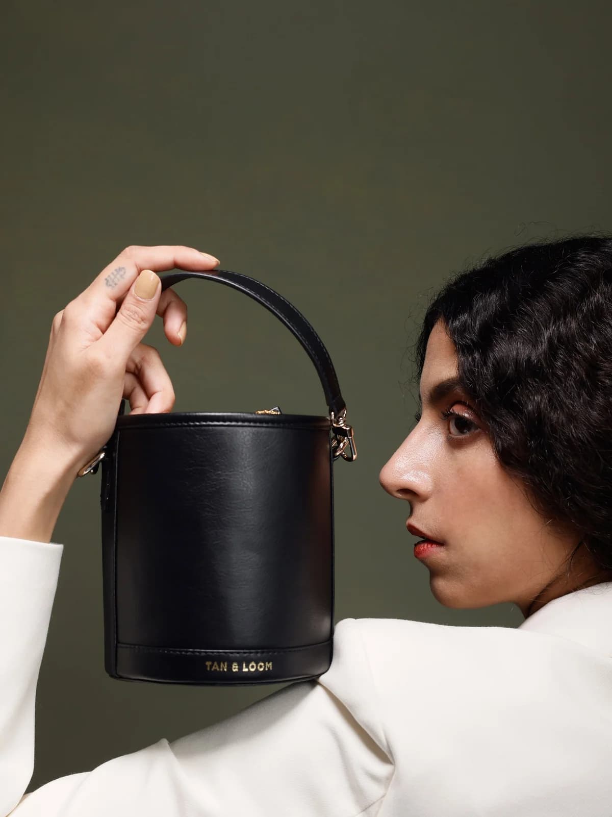 Barrel Potli (Classic Black Leather) thumbnail 3