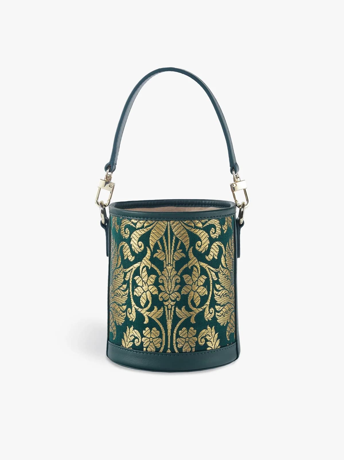 Barrel Potli (Forrest Green Brocade) thumbnail 3
