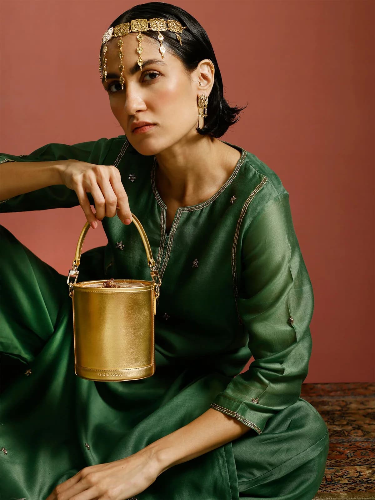 Barrel Potli (Goddess Gold Leather) thumbnail 3