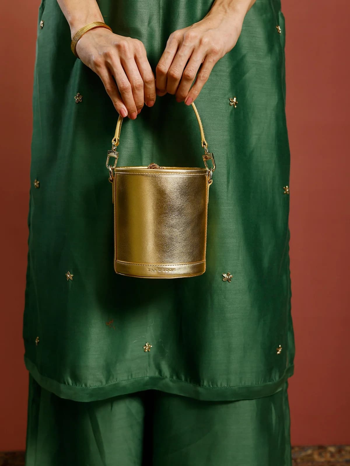 Barrel Potli (Goddess Gold Leather) thumbnail 4
