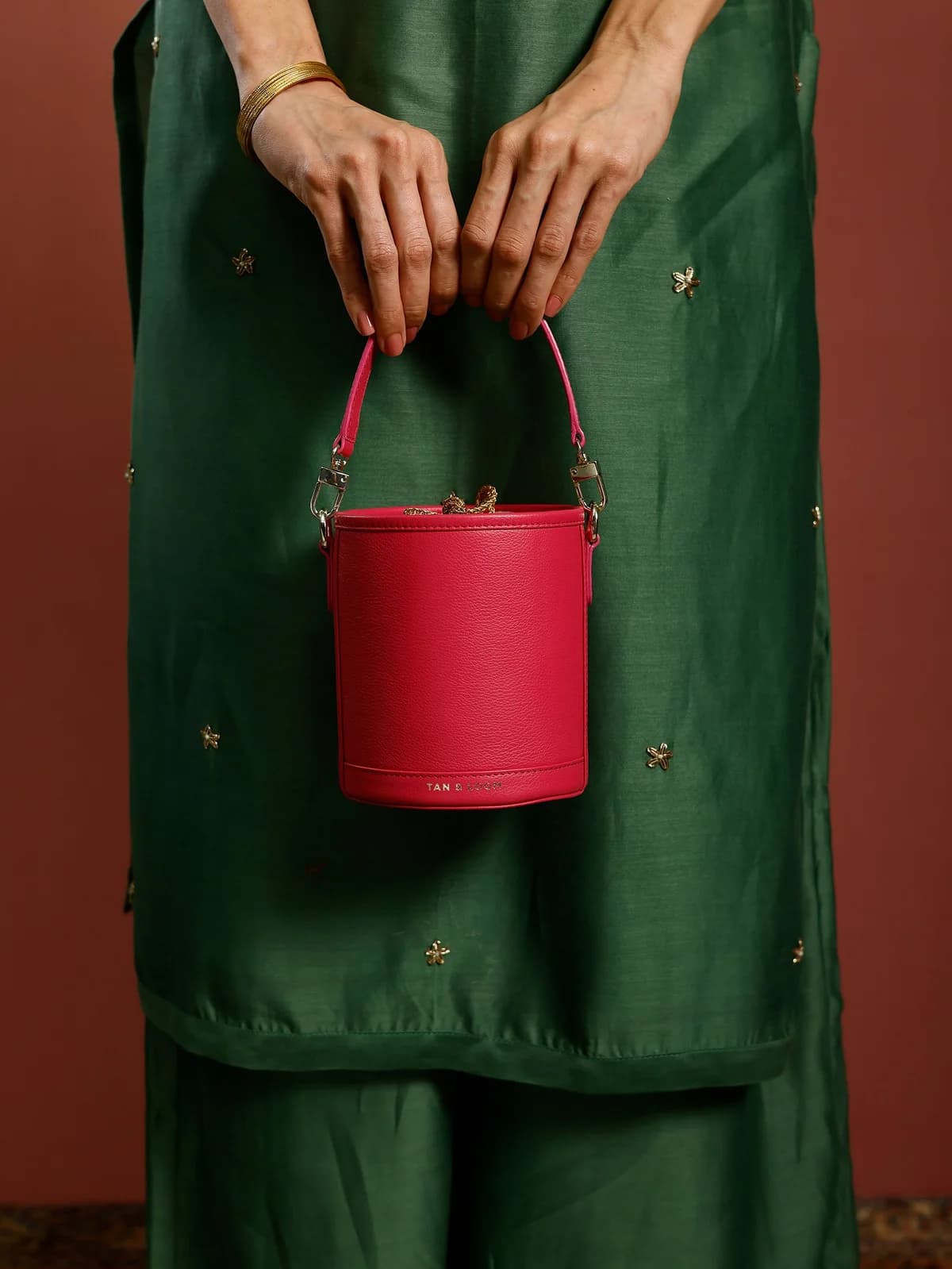 Barrel Potli (Rani Pink Leather) thumbnail 2