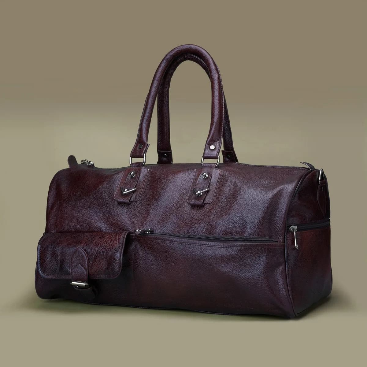 Berry Genuine Leather Trolley Duffle CarryAll Bag thumbnail 2