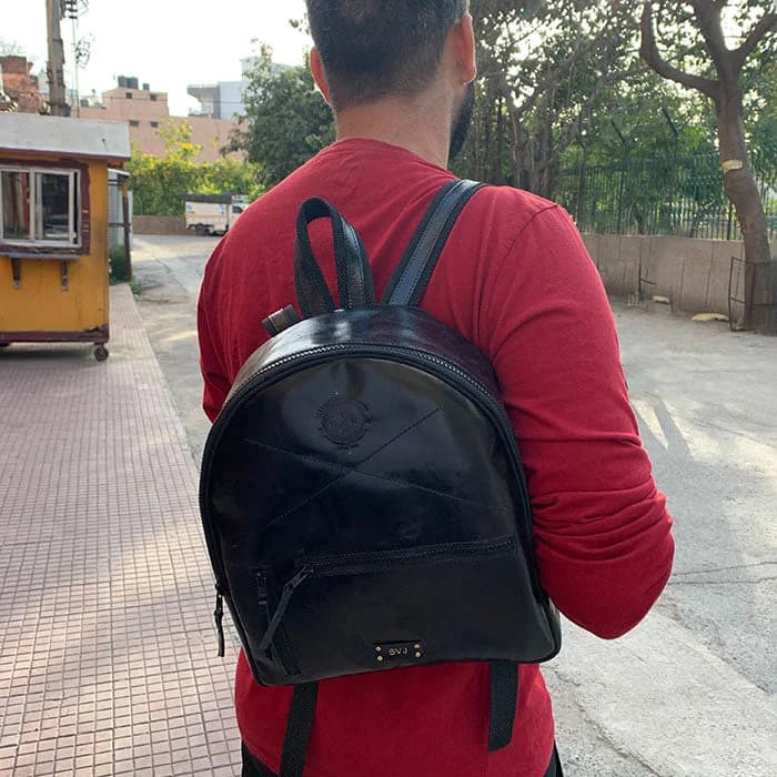 Black Leather Backpack thumbnail 7