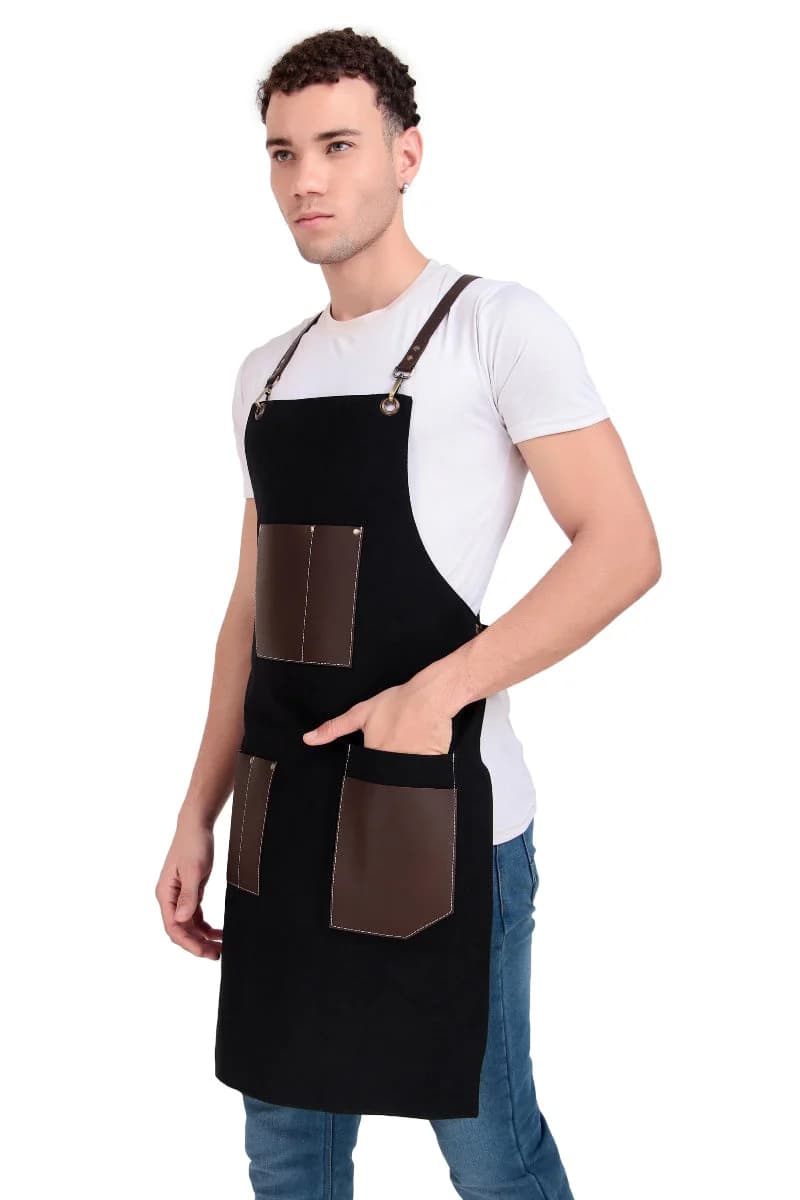 Black Leather Pocket Work Apron thumbnail 7