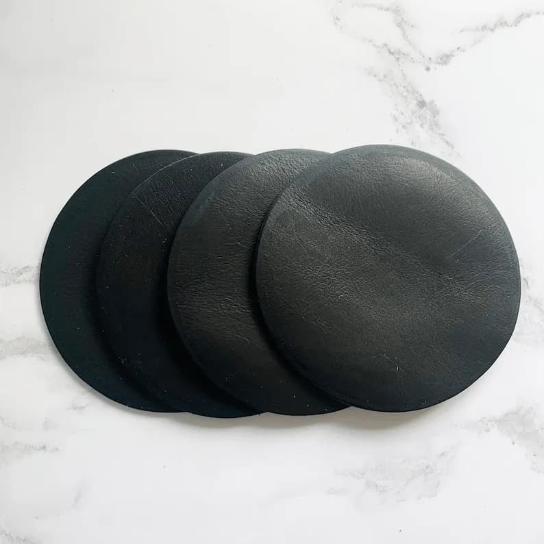 Blank Dark Tan Leather Circle Coasters thumbnail 3