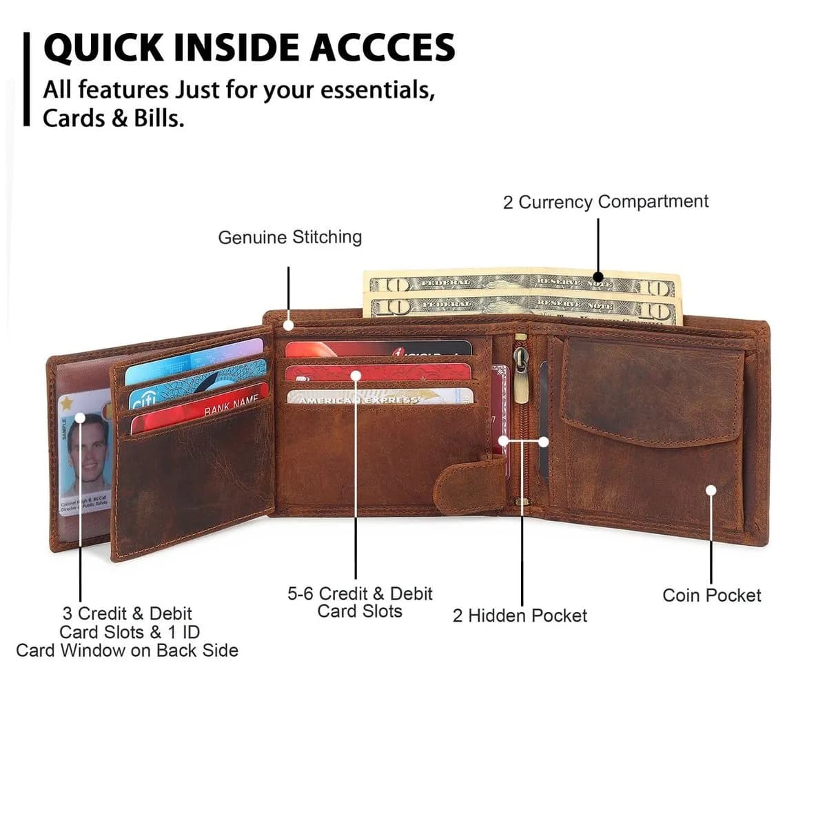 Buffalo Leather Men's Wallet - Hunter thumbnail 2