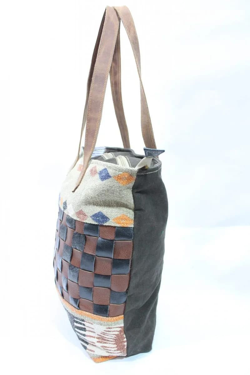 Canvas Tote Bag Checks Design thumbnail 3