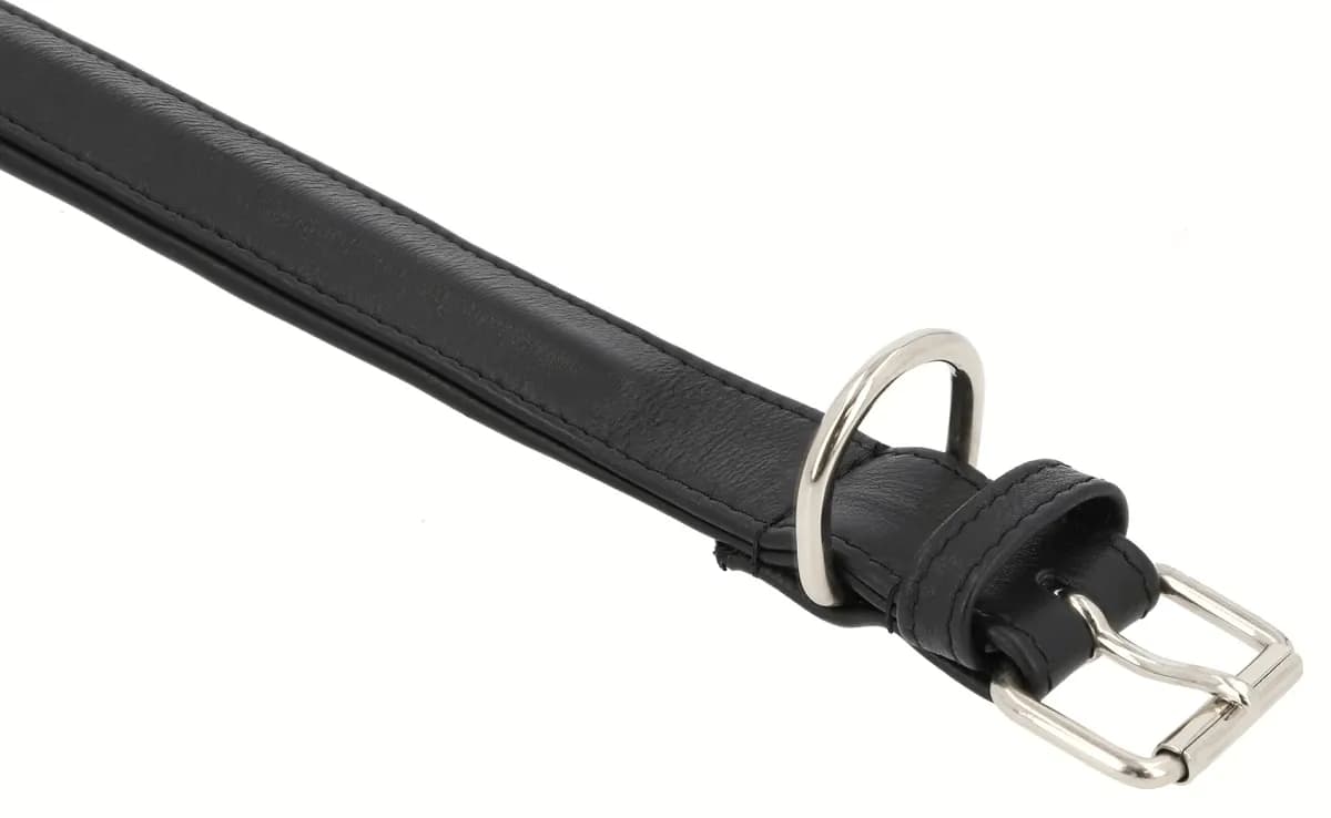 Classic Black Leather Dog Collar - Adjustable & Durable thumbnail 3