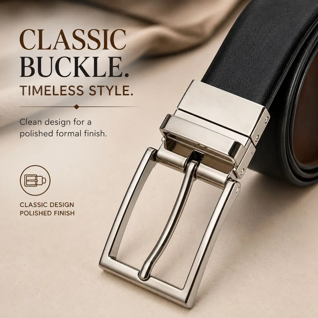 Classic Formal Reversible Leather Belt - Black & Brown thumbnail 7
