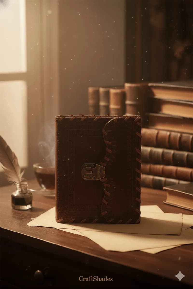 Classic Hand-Stitched Vintage Leather Diary with Brass Lock thumbnail 4
