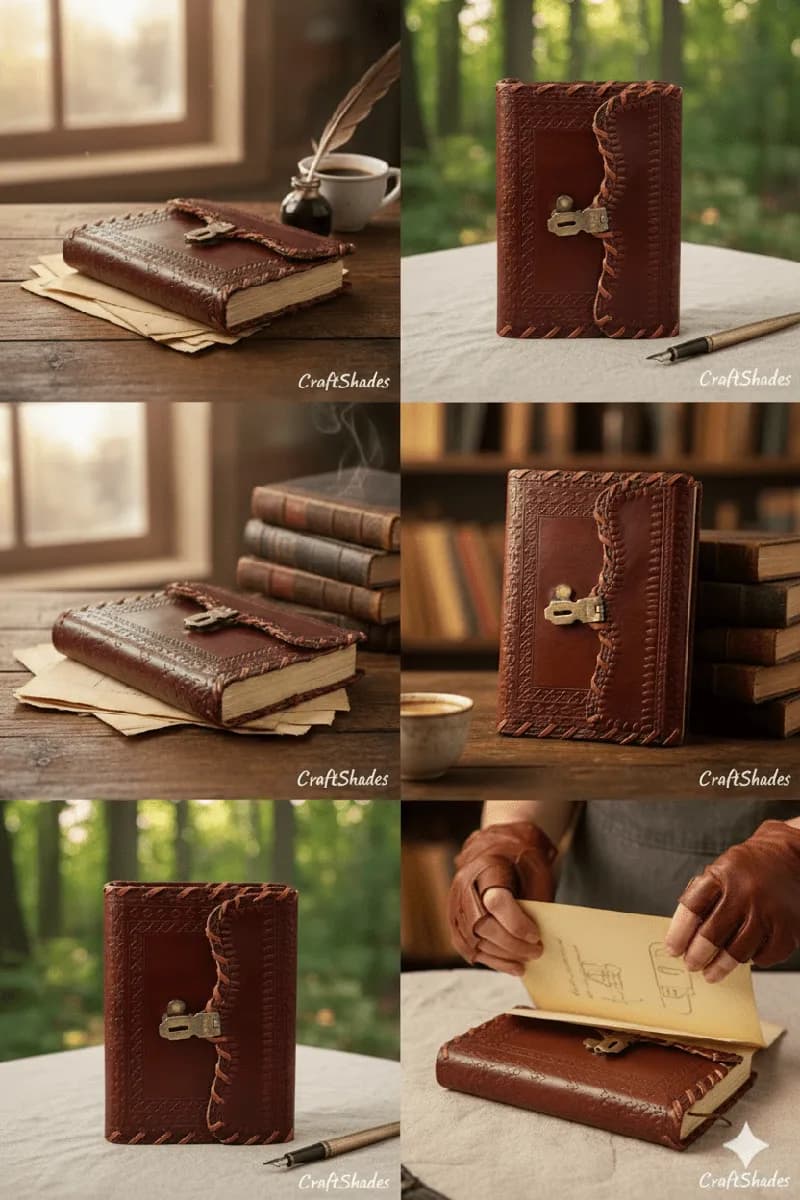 Classic Hand-Stitched Vintage Leather Diary with Brass Lock thumbnail 5
