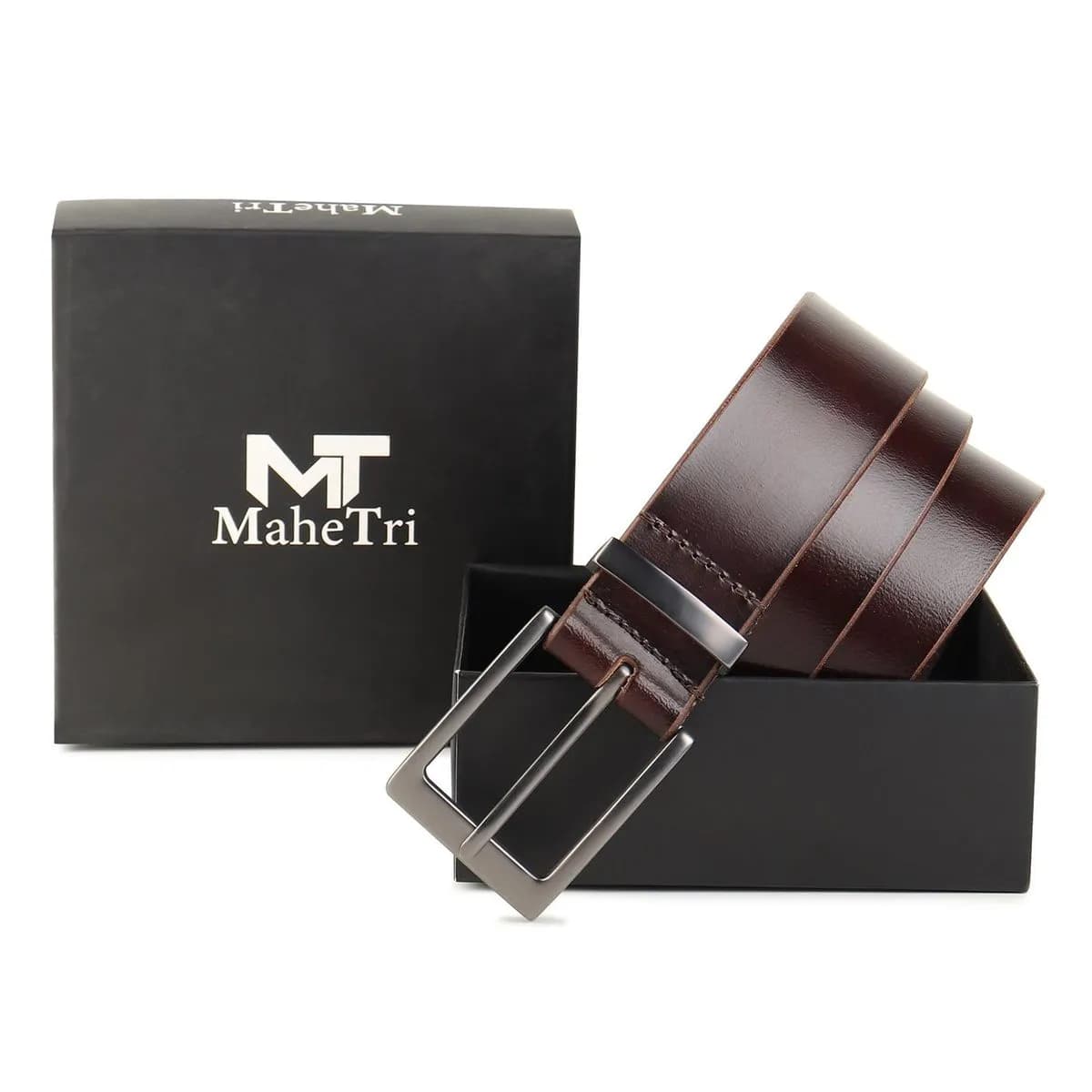 Classic Merlot Slim Leather Belt thumbnail 10