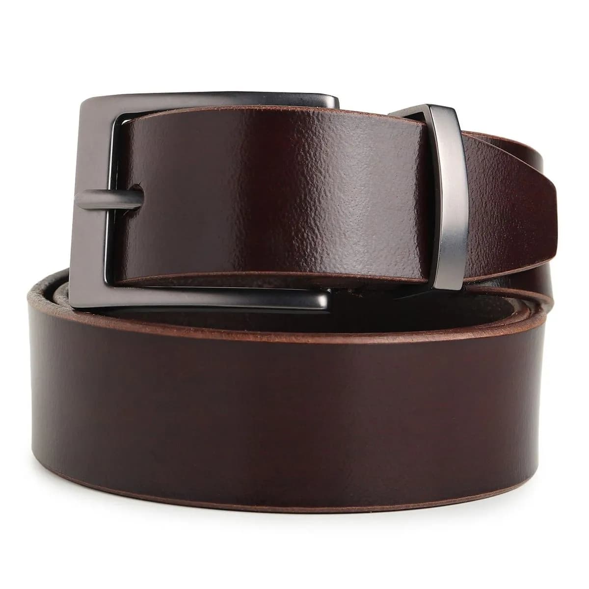 Classic Merlot Slim Leather Belt thumbnail 3