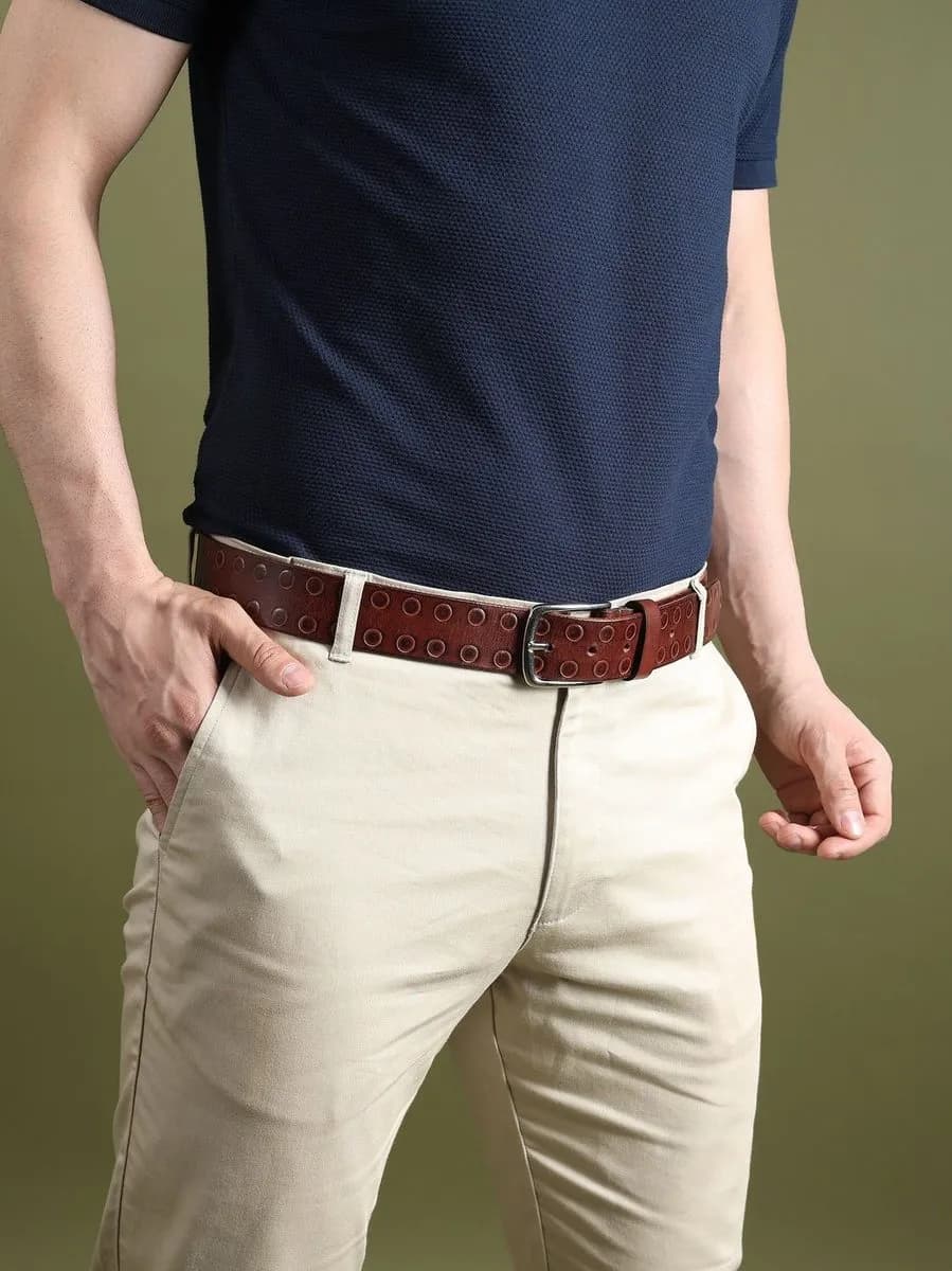 Classic Round Men's Leather Belt thumbnail 7