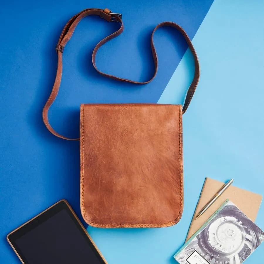 IndiFash - Crossbody Handcrafted Small Leather Sling Bag for men | 100% Genuine Leather