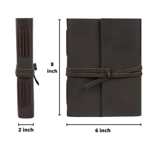IndiFash - Handmade Vintage Leather Diary with Plain Paper for Men and Women, Raksha Bandhan Gift as Art Sketchbook, Travel Diary and Notebooks to Write, Best Rakhi Gift - 6 x 8 Inches - (Dark Brown) thumbnail 2