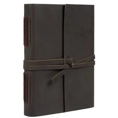 IndiFash - Handmade Vintage Leather Diary with Plain Paper for Men and Women, Raksha Bandhan Gift as Art Sketchbook, Travel Diary and Notebooks to Write, Best Rakhi Gift - 6 x 8 Inches - (Dark Brown) thumbnail 5