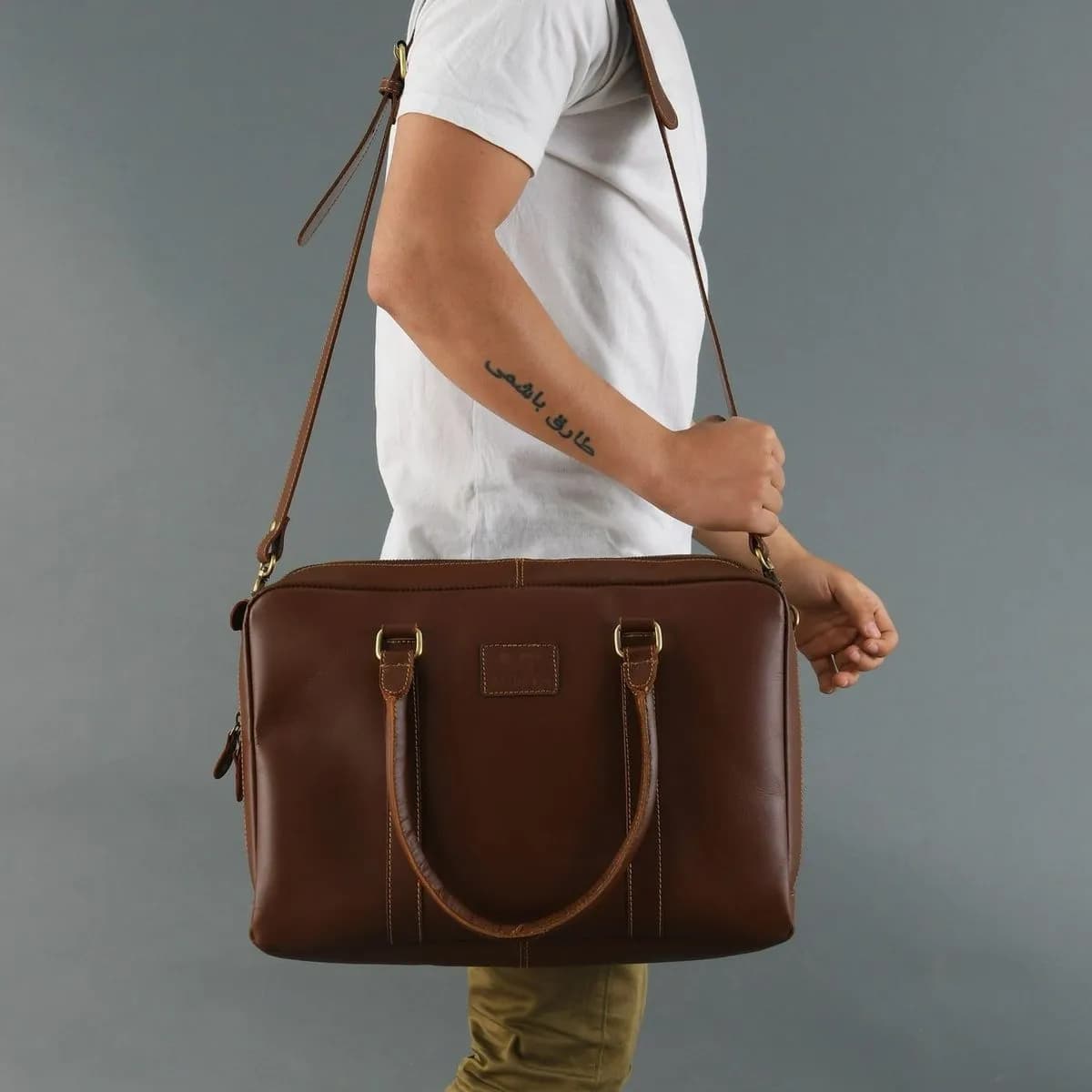 Dixon Brown Buffalo Leather Laptop Office Briefcase thumbnail 6