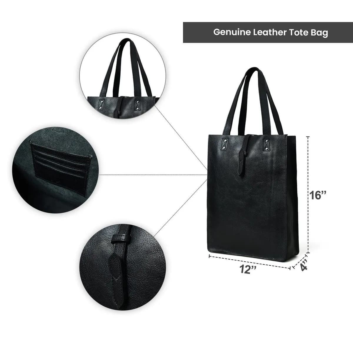 Ebony Elegance Leather Tote thumbnail 10