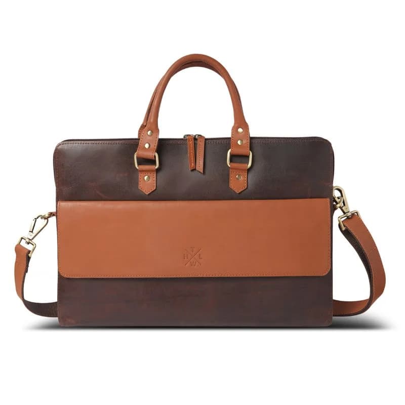 Executive Two-Tone Leather Laptop Bag 003 thumbnail 4