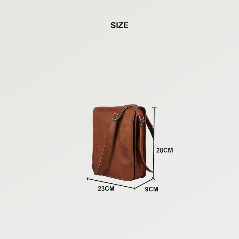 IndiFash - 9*11 inches Full Flap Handcrafted Goat Leather Sling Bag | 100% Genuine Leather thumbnail 4