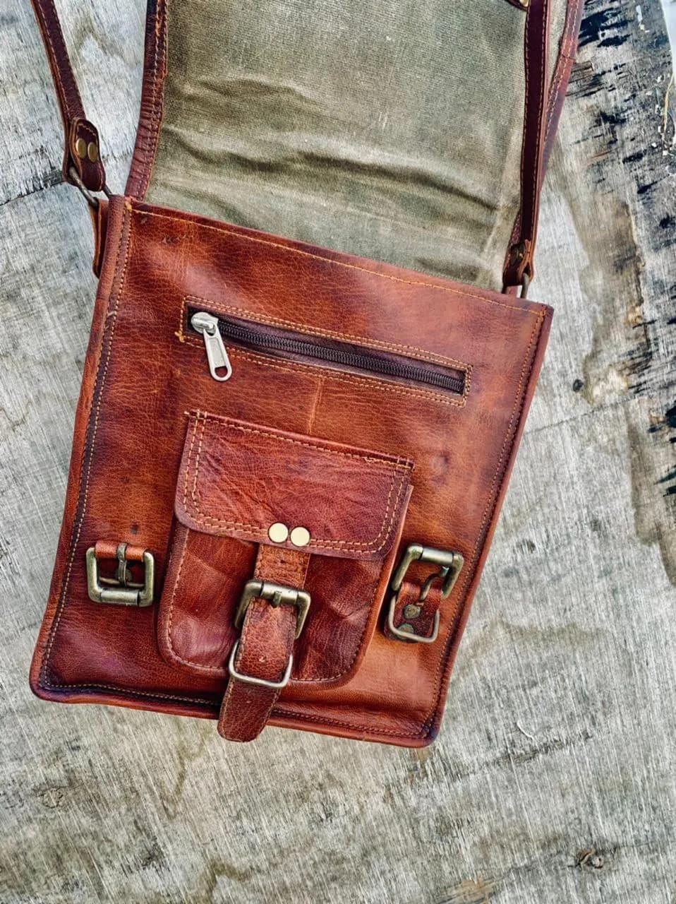 IndiFash - With Pocket Handcrafted Leather Sling Bag | 100% Genuine Leather thumbnail 3