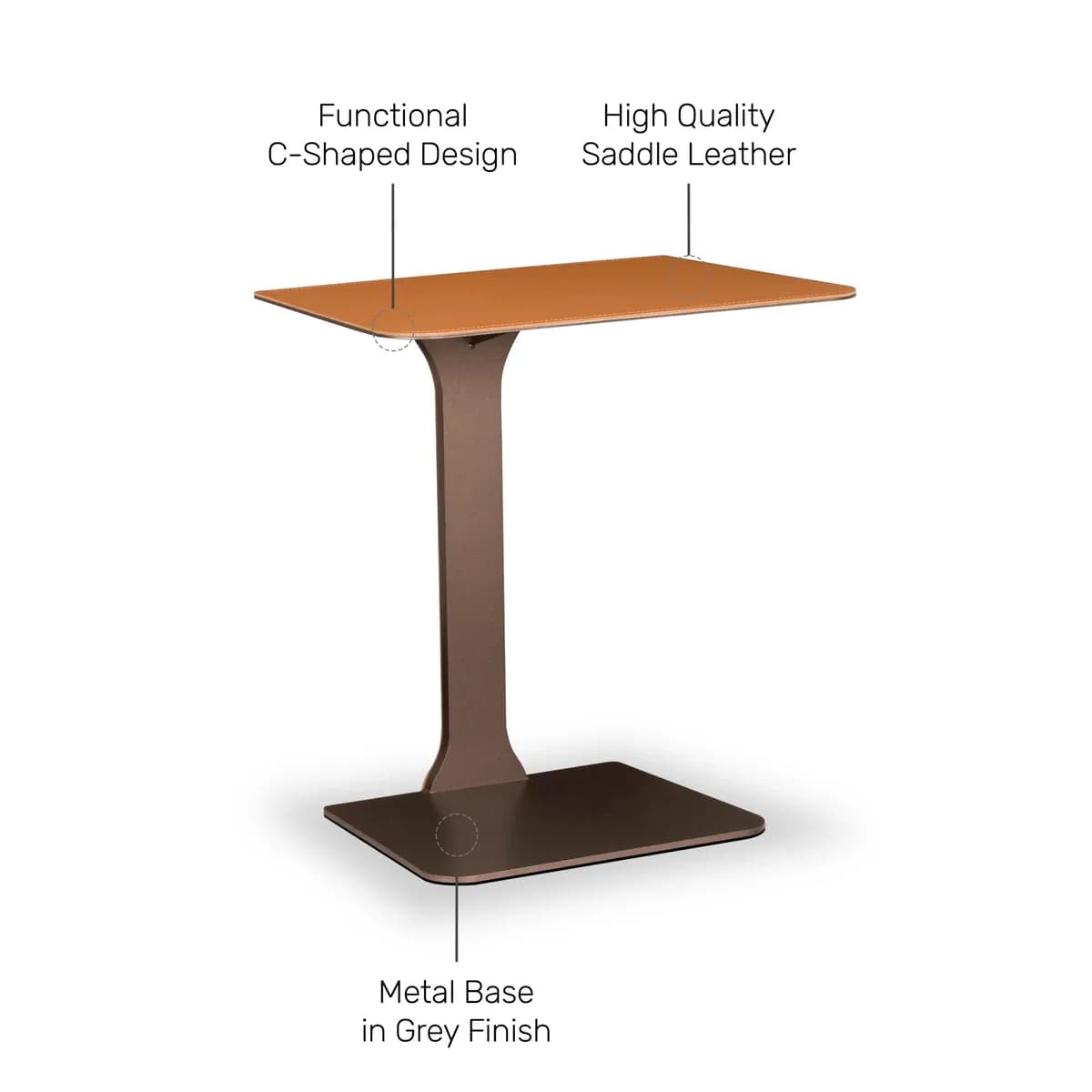 Garett Brown-Grey Leather Side & End Table thumbnail 4