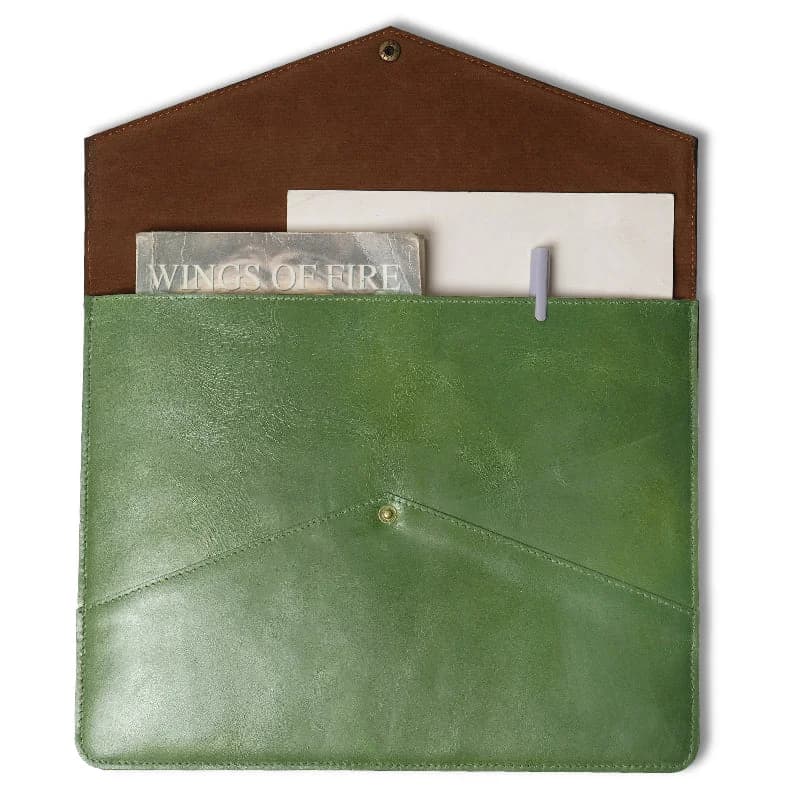 Green Leather Laptop Sleeve thumbnail 11