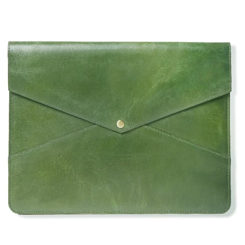 Green Leather Laptop Sleeve thumbnail 12