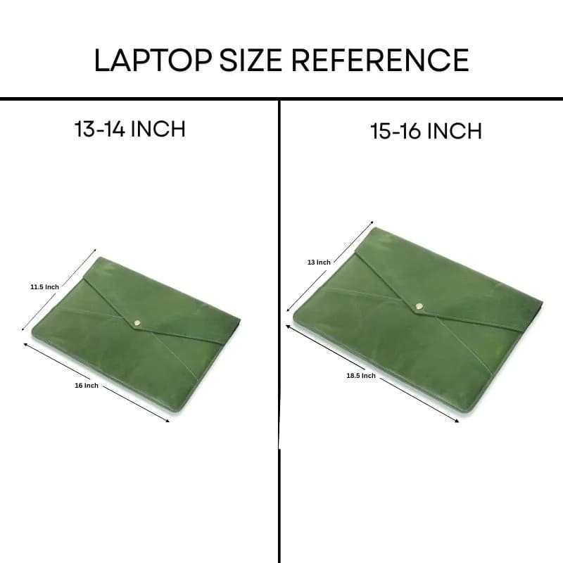 Green Leather Laptop Sleeve thumbnail 4