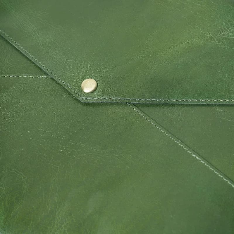 Green Leather Laptop Sleeve thumbnail 5