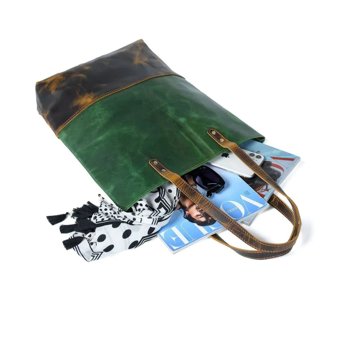 Green Women's Leather Tote thumbnail 6