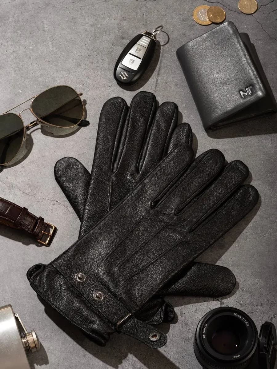 Bikers Leather Gloves - Touch Button thumbnail 2