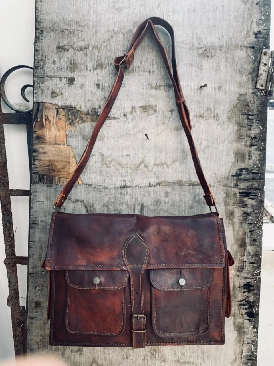 handcrafted ND leather bag with pocket 11*15 thumbnail 7