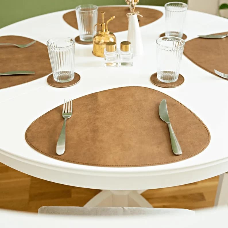 Handmade Genuine Leather Triangular Placemats thumbnail 4