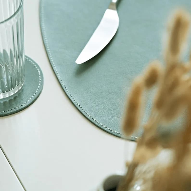 Handmade Genuine Leather Triangular Placemats thumbnail 5